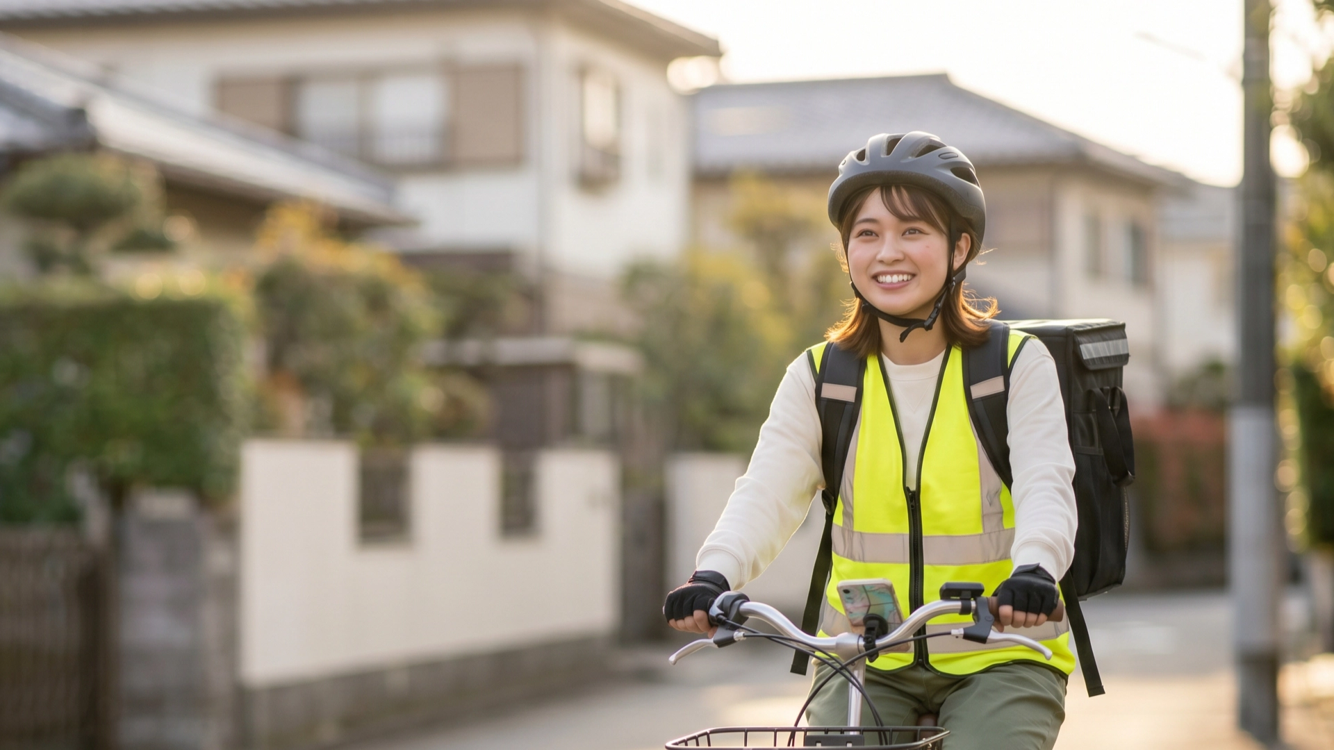 Amazon Flex 配達パートナーが電動アシスト自転車でAmazon Now を配達中