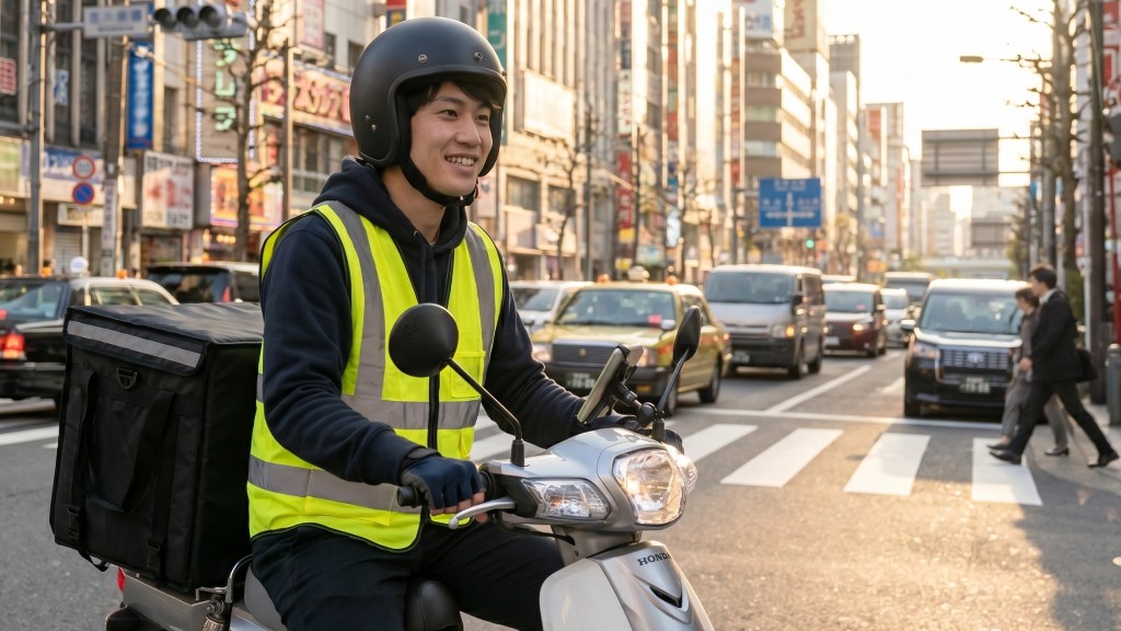 原付バイクで街中を配達するAmazon Flex 配達パートナー